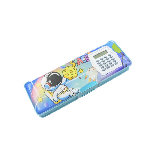 Double Sided Magnetic Geometry Box, Pencil Box with Calculator for Boys Art Plastic Pencil Box for Girls and Boys
