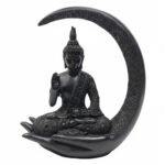 New 20 Centimetre Meditating Sitting Buddha Statue showpiece Idol Home Decor Items for Living Room and Gifts (Black)