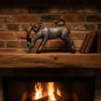 Artisanal Deer Stag Statue with Squirrel & Rabbit Figurine - Intricate Textured Pattern, Polyresin Wildlife Home Decor Showpiece, Black/Silver - Image 7