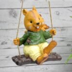 Cute Squirrel Garden Statue on Swing | Hanging Resin Animal Figurine for Patio, Tree, Yard, Balcony Decor | Outdoor & Indoor - Image 4