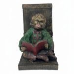 Monkey Reading Book Statue - Whimsical Scholar Figurine - Vintage Resin Sculpture for Library, Bookshelf Decor, Study or Office Desk Gift