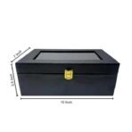 Luxury Storage Box with Glass Lid, Decorative Organiser Box for Jewellery and Accessories, Available in Red, Black, White (Black) - Image 2