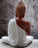 Resin Meditating Buddha Showpiece | Home Decor | Idol Statue Figurine Murti | Tibetan Buddhist Statue - 8" Inches Height (White) - Image 6