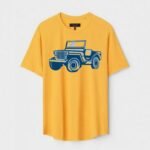 Yellow Unisex DOT KNIT Regular Fit Printed Round Neck T-Shirt