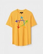 Yellow Unisex DOT KNIT Regular Fit Printed Round Neck T-Shirt