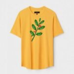 Yellow Unisex DOT KNIT Regular Fit Printed Round Neck T-Shirt