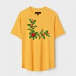 Yellow Unisex DOT KNIT Regular Fit Printed Round Neck T-Shirt