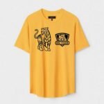 Yellow Unisex DOT KNIT Regular Fit Printed Round Neck T-Shirt