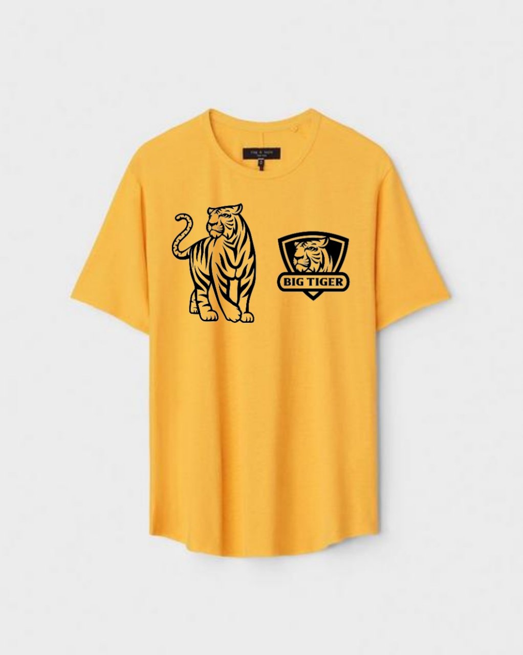 YLW-CTN-B-008.jpg Yellow Unisex Cotton Regular Fit Printed Round Neck T-Shirt - Image 1