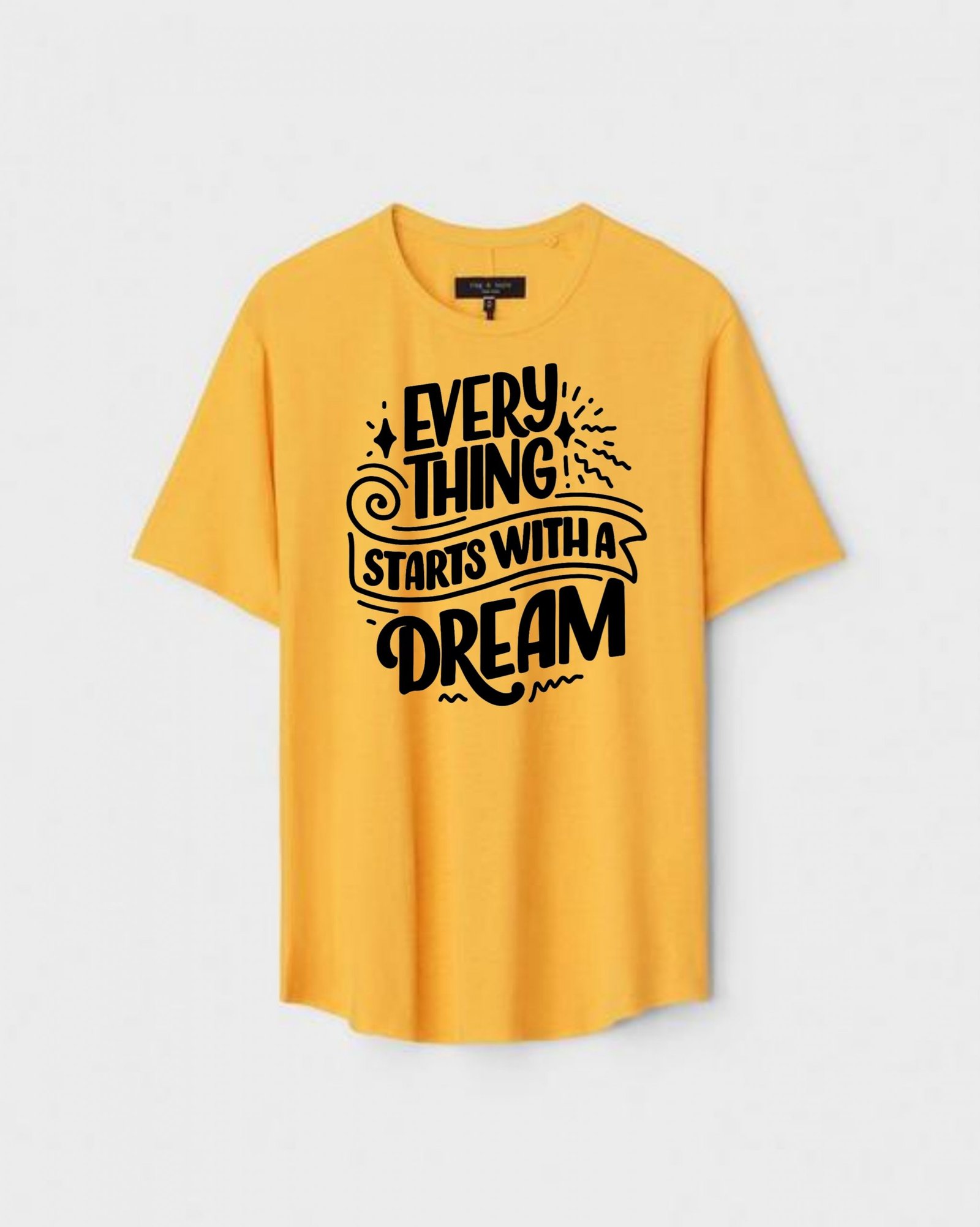 YLW-CTN-C-007-scaled-1.jpg Yellow Unisex Cotton Regular Fit Printed Round Neck T-Shirt - Image 1