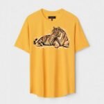 Yellow Unisex DOT KNIT Regular Fit Printed Round Neck T-Shirt