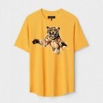 Yellow Unisex DOT KNIT Regular Fit Printed Round Neck T-Shirt