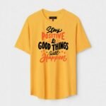 Yellow Unisex Cotton Regular Fit Printed Round Neck T-Shirt