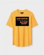 Yellow Unisex Cotton Regular Fit Printed Round Neck T-Shirt