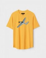 Yellow Unisex DOT KNIT Regular Fit Printed Round Neck T-Shirt