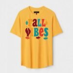 Yellow Unisex DOT KNIT Regular Fit Printed Round Neck T-Shirt