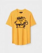 Yellow Unisex DOT KNIT Regular Fit Printed Round Neck T-Shirt