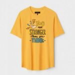 Yellow Unisex DOT KNIT Regular Fit Printed Round Neck T-Shirt