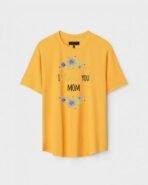 Yellow Unisex DOT KNIT Regular Fit Printed Round Neck T-Shirt