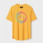 Yellow Unisex DOT KNIT Regular Fit Printed Round Neck T-Shirt