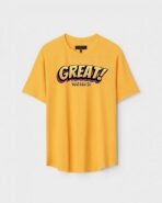 Yellow Unisex Cotton Regular Fit Printed Round Neck T-Shirt