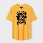 Yellow Unisex DOT KNIT Regular Fit Printed Round Neck T-Shirt