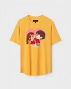 Yellow Unisex Cotton Regular Fit Printed Round Neck T-Shirt
