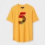 Yellow Unisex DOT KNIT Regular Fit Printed Round Neck T-Shirt