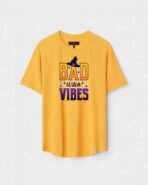 Yellow Unisex Cotton Regular Fit Printed Round Neck T-Shirt