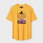 Yellow Unisex DOT KNIT Regular Fit Printed Round Neck T-Shirt