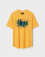 Yellow Unisex Polyster Regular Fit Printed Round Neck T-Shirt