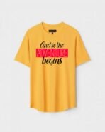 Yellow Unisex DOT KNIT Regular Fit Printed Round Neck T-Shirt