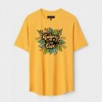 Yellow Unisex Cotton Regular Fit Printed Round Neck T-Shirt