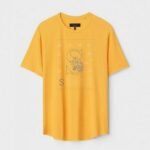 Yellow Unisex DOT KNIT Regular Fit Printed Round Neck T-Shirt