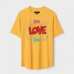 Yellow Unisex DOT KNIT Regular Fit Printed Round Neck T-Shirt