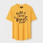 Yellow Unisex DOT KNIT Regular Fit Printed Round Neck T-Shirt