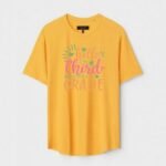 Yellow Unisex Cotton Regular Fit Printed Round Neck T-Shirt