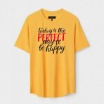 Yellow Unisex Cotton Regular Fit Printed Round Neck T-Shirt