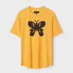 Yellow Unisex DOT KNIT Regular Fit Printed Round Neck T-Shirt