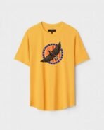 Yellow Unisex DOT KNIT Regular Fit Printed Round Neck T-Shirt
