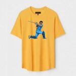 Yellow Unisex DOT KNIT Regular Fit Printed Round Neck T-Shirt