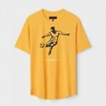 Yellow Unisex DOT KNIT Regular Fit Printed Round Neck T-Shirt