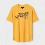 Yellow Unisex DOT KNIT Regular Fit Printed Round Neck T-Shirt