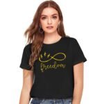 Cotton Regular Fit Printed Round Neck T-Shirt For Women