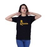 Cotton Regular Fit Printed Round Neck T-Shirt For Women